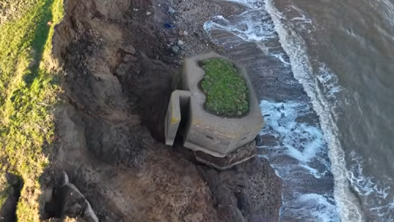  pillbox BA84 north of Barmston recently descended to beach: March 2026 