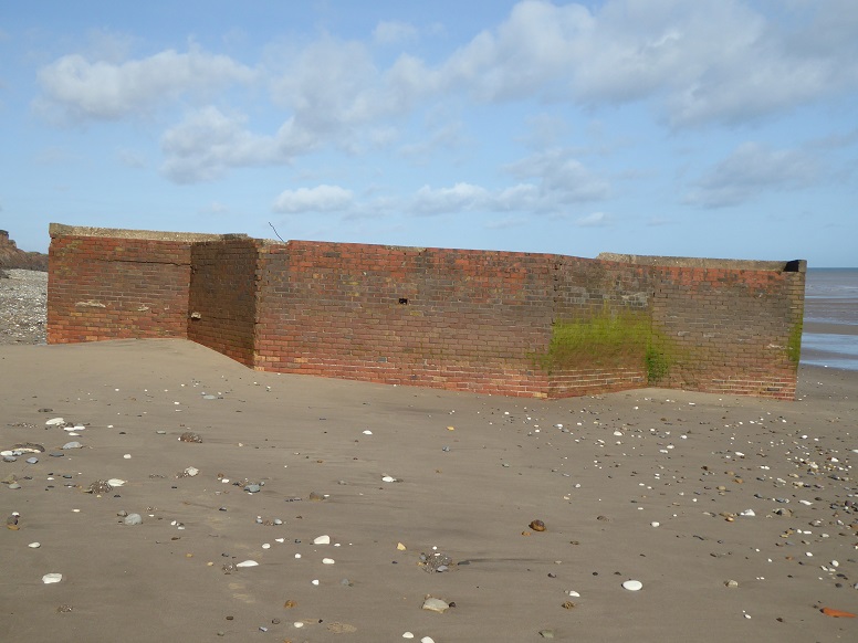  military observation shelter on beach at Cowden: 29 September 2023 