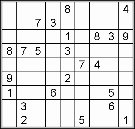  sudoku puzzle grid 